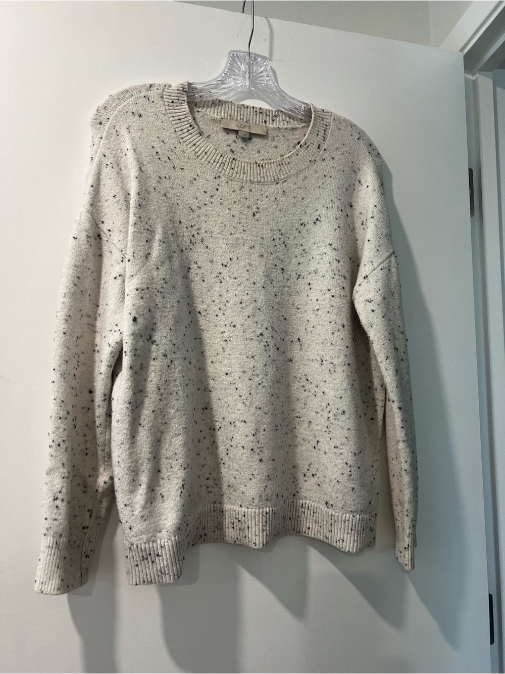 LOFT Cream Speckled Crewneck Sweater